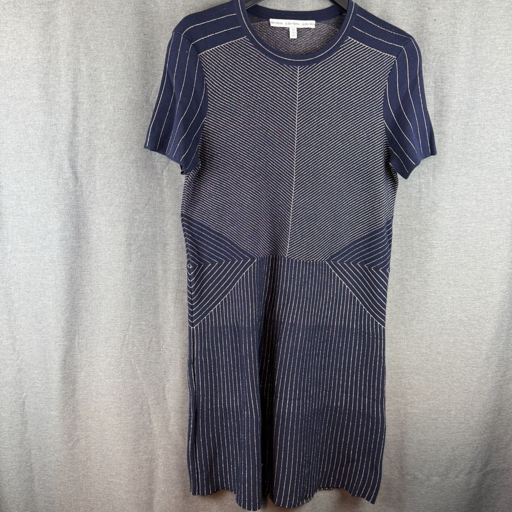 & Other Stories Metallic Knit‎ Dress Womens size M Navy Art Deco Geometric